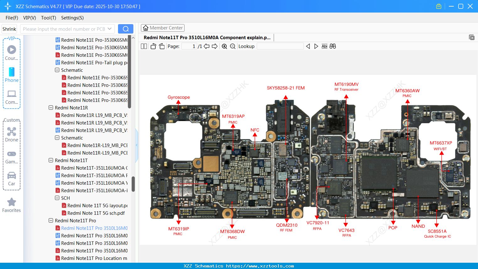 Xiaomi Redmi Note11T Pro 3510L16M0A Component Explain